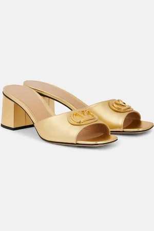 VALENTINO GARAVANI VLogo metallic leather mules