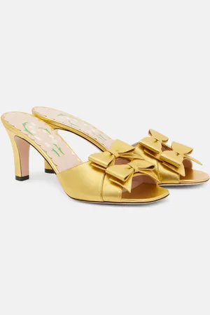 VALENTINO GARAVANI Bowow 75 metallic leather mules