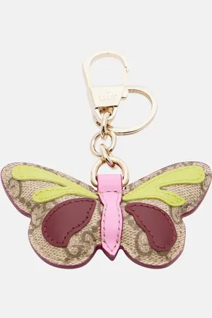 Gucci GG leather-trimmed coated canvas bag charm
