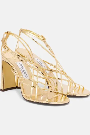 Jimmy Choo Felice 95 beaded metallic leather sandals