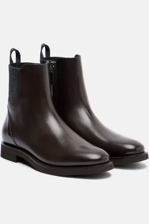 Brunello Cucinelli Chelsea Monili leather ankle boots