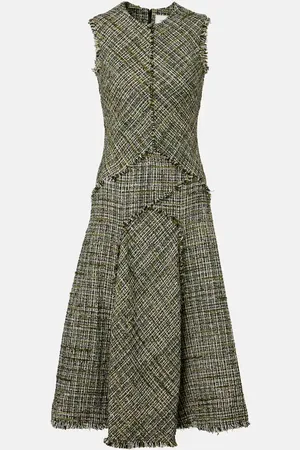 Erdem Draped tweed midi dress