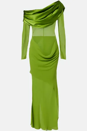 CHRISTOPHER ESBER Draped sheer silk georgette gown