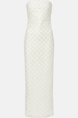 ROTATE Embellished strapless maxi dress