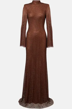 Self-Portrait Crystal-embellished mesh gown