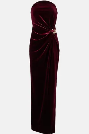 Self-Portrait Cutout embellished strapless velvet gown