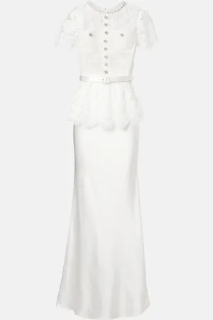 Self-Portrait Bridal embellished lace satin gown
