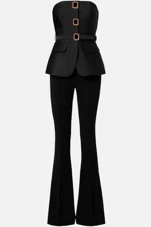 Self-Portrait Embellished strapless taffeta jumpsuit