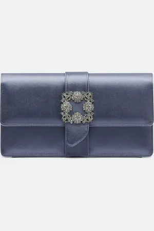 Manolo Blahnik Capri embellished satin clutch