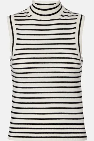 NILI LOTAN Masha striped cashmere turtleneck top