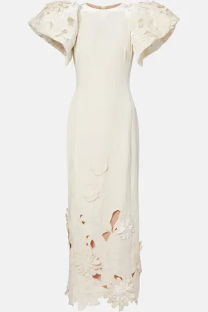 LEO LIN Lucina floral-appliquÃ© velvet maxi dress