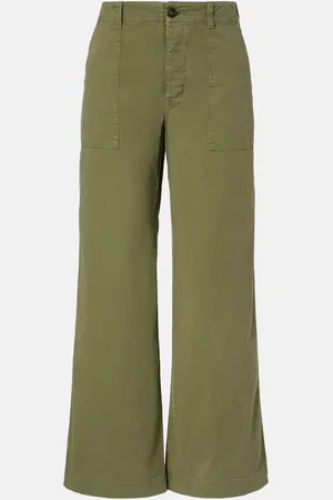 NILI LOTAN Leon mid-rise cotton twill wide-leg pants