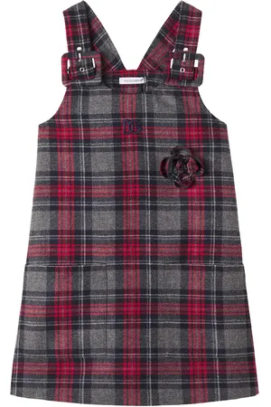 Dolce & Gabbana DG floral-appliquÃ© tartan dress