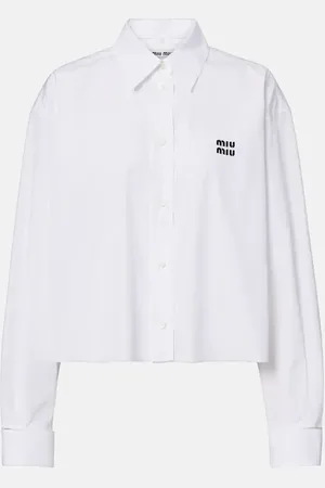Miu Miu Cropped cotton poplin shirt