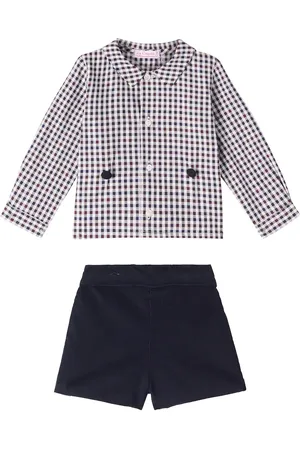 La Coqueta Baby Arlo checked cotton shirt and shorts set