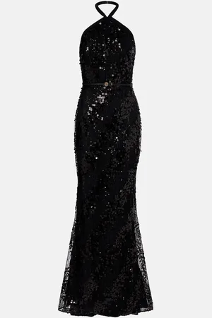 Elie saab Sequined halterneck silk-blend gown