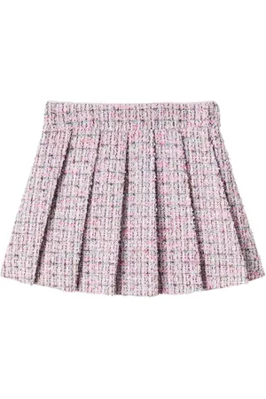 Self-Portrait BouclÃ© pleated skirt