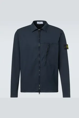 Stone Island Cotton-blend twill zip-up overshirt