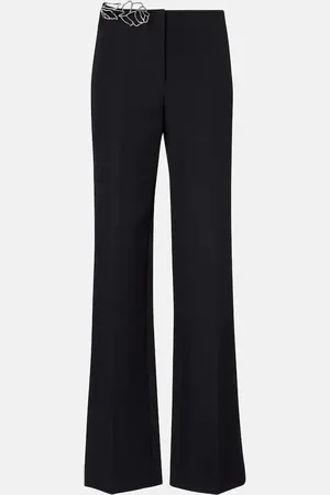 BLUMARINE Embellished crÃªpe cady flared pants