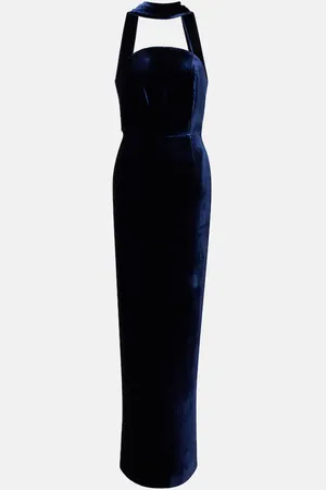 Roland Mouret Scarf-detail velvet corset gown