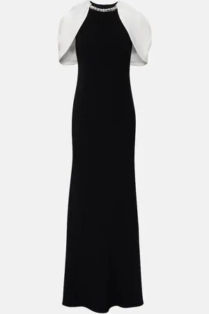 Roland Mouret Embellished caped satin crÃªpe gown