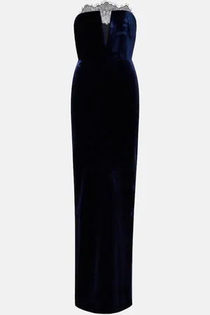 Roland Mouret Lace-trimmed velvet corset gown