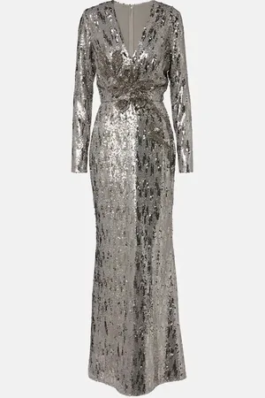 Elie saab Floral-appliquÃ© sequined gown