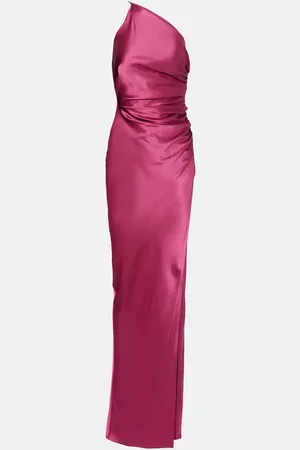 The Sei Asymmetric gathered silk satin gown