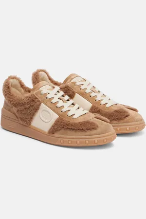 VALENTINO GARAVANI Upvillage suede and faux fur sneakers