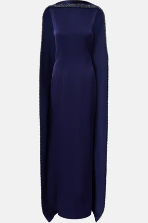 Roland Mouret Embellished caped satin crÃªpe gown