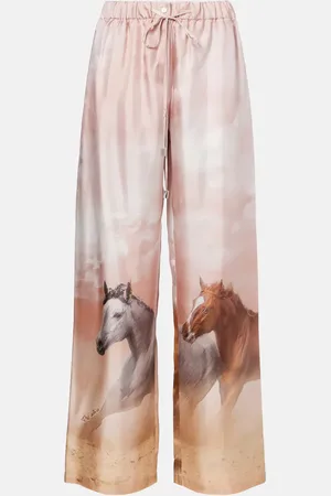 The Attico Printed silk twill palazzo pants
