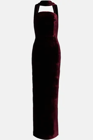 Roland Mouret Scarf-detail velvet corset gown