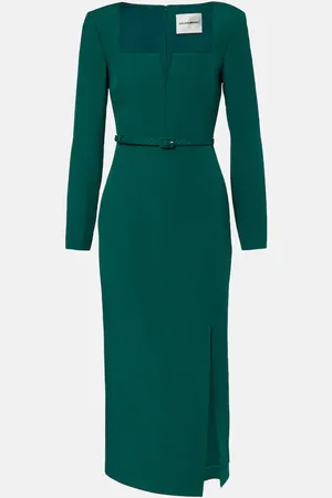 Roland Mouret Belted wool and silk midi dress