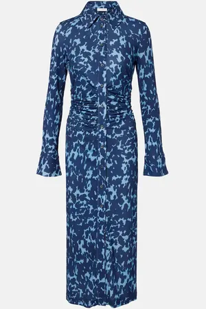 Altuzarra Claudia printed ruched jersey shirt dress