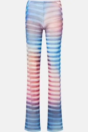 Jean Paul Gaultier Printed striped mesh flared pants