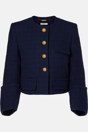 Chloé ChloÃ© Checked cropped wool-blend jacket