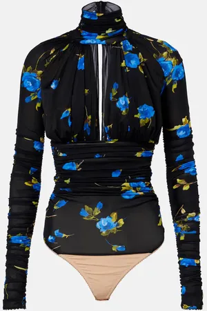 BLUMARINE Cutout floral jersey bodysuit