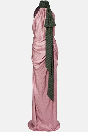 DRIES VAN NOTEN Draped printed silk maxi dress