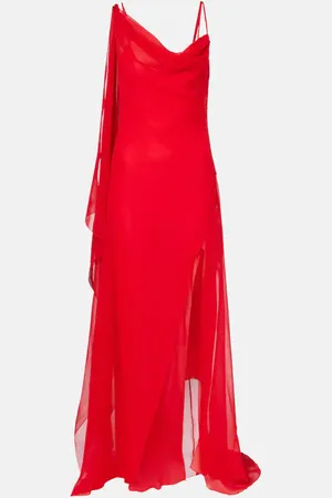 BLUMARINE Asymmetric draped silk georgette gown