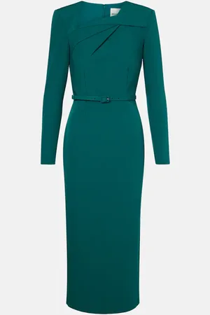 Roland Mouret Belted crÃªpe midi dress