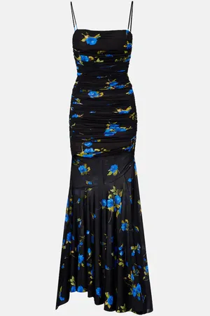 BLUMARINE Floral draped jersey maxi dress
