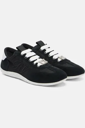 Roger Vivier Viv Low suede-trimmed satin sneakers