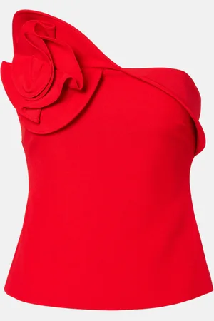 Roland Mouret Floral-appliquÃ© strapless crÃªpe top