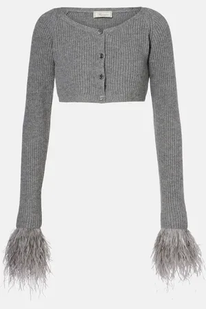 BLUMARINE Cropped ribbed-knit wool cardigan