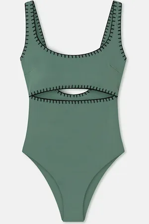 Nanushka Sorena - Crocheted Cut-Out Swimsuit - Sea /Black