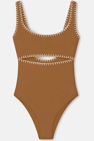Nanushka Sorena - Crocheted Cut-Out Swimsuit - /Creme