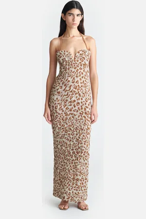 Nanushka Haylen - Seersucker Cotton Voile Midi Dress - Ocelot