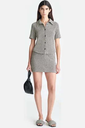 Nanushka Sammy - Loopback Cotton Mini Skirt - /Creme Mouline