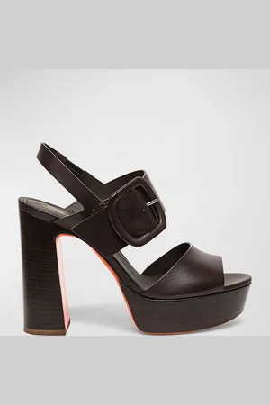 santoni Bruxel Leather Buckle Platform Sandals