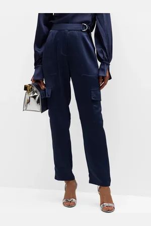 Simkhai Carolina Satin Straight-Leg Utility Pants